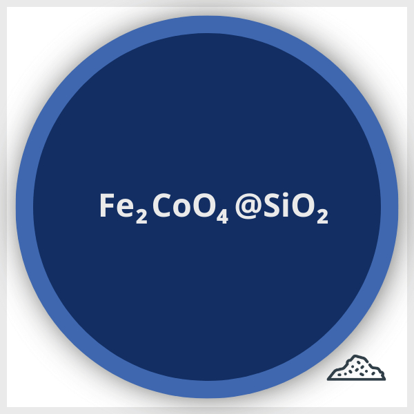 Schéma d'une nanoparticule de ferrite de Cobalt encapsulée de Silice en poudre