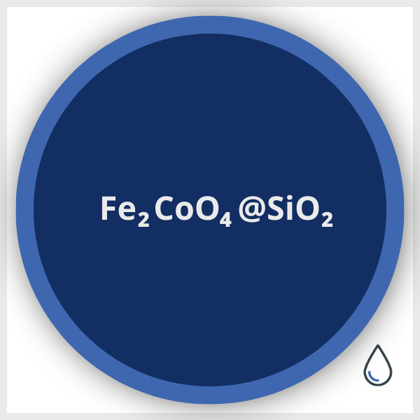 Schéma d'une nanoparticule de ferrite de Cobalt encapsulée de Silice en suspension