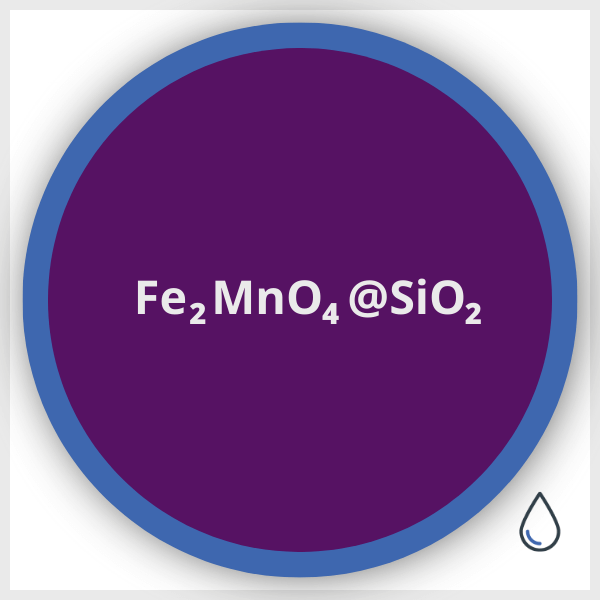 Schéma d'une nanoparticule de ferrite de Manganèse encapsulée de Silice en suspension