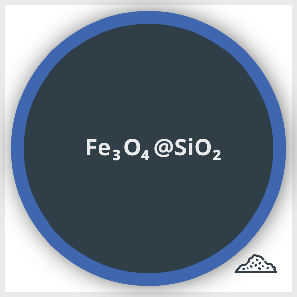 Diagram of iron oxide nanoparticle coated with Silica in powder