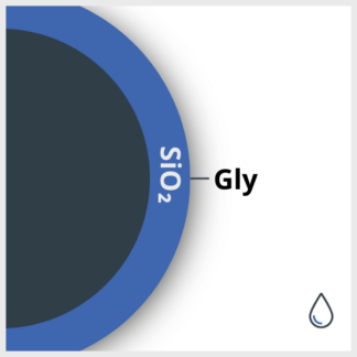 Diagram of a SPIO coated with Silica and functionalized with (3-Glycidyloxypropyl)trimethoxysilane, in solution