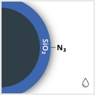 Diagram of a SPIO coated with Silica and functionalized with N3, in suspension