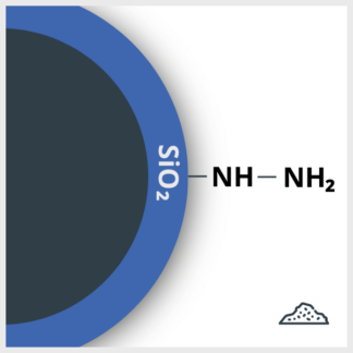 Schéma d'un SPIO enrobé de Silice et fonctionnalisé avec du NH et du NH2, en poudre