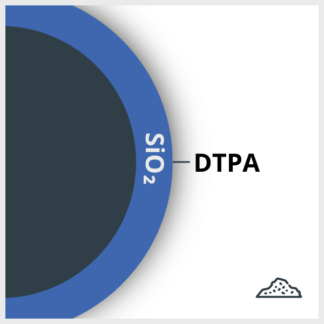 Diagram of a nanoscanvenger powder (SPIO coated with Silica and functionalized with DTPA)