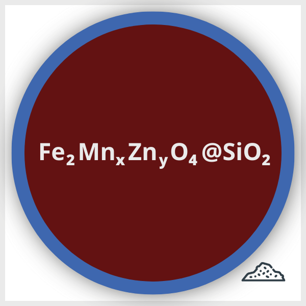 Diagram of a Zinc and Manganese spinel nanoparticle encapsulated by silica, in powder